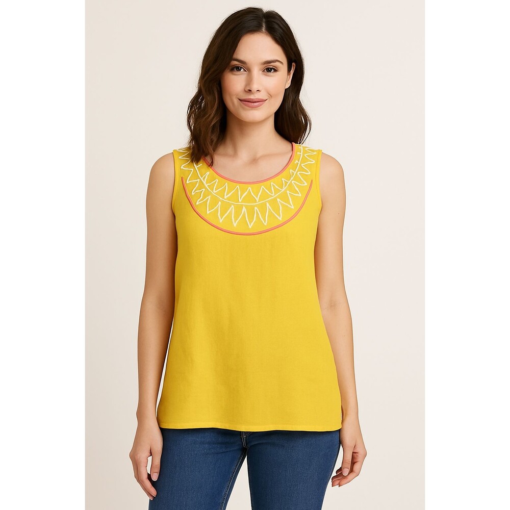 Women's Boden 100% Linen sleeveless Yellow Pullover blouse sz 6 small